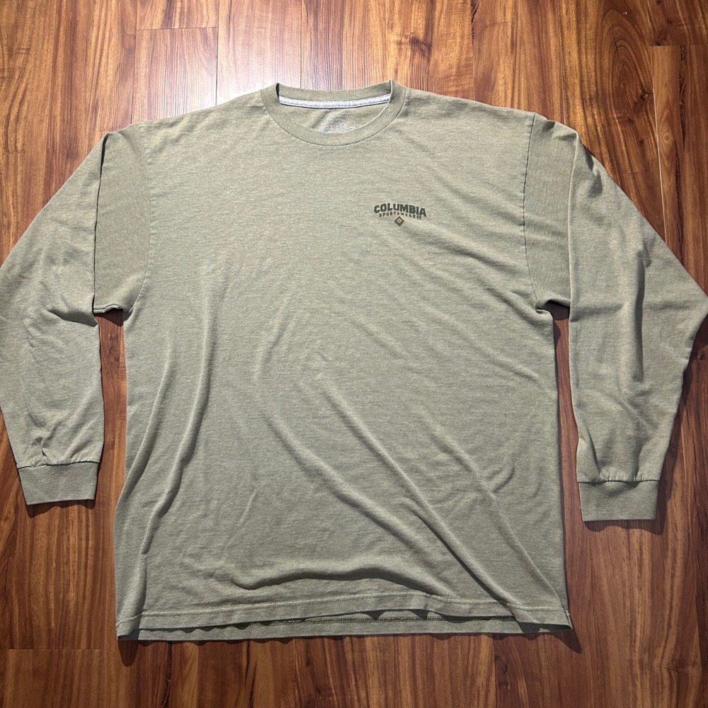 Columbia PHG Mens Large Long Sleeve T-Shirt Green Live The Hunt Deer Graphic Tee